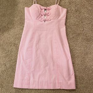 Pink and white striped tie front Lilly Pulitzer dress with pads size 0